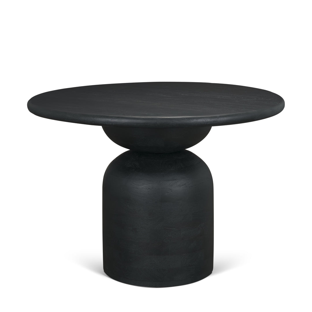 Atlas 42" Black Wood Stacked Pedestal Base Round Dining Table 