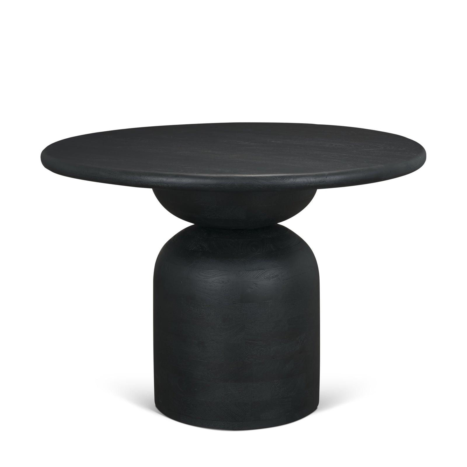Atlas 42" Black Wood Stacked Pedestal Base Round Dining Table 
