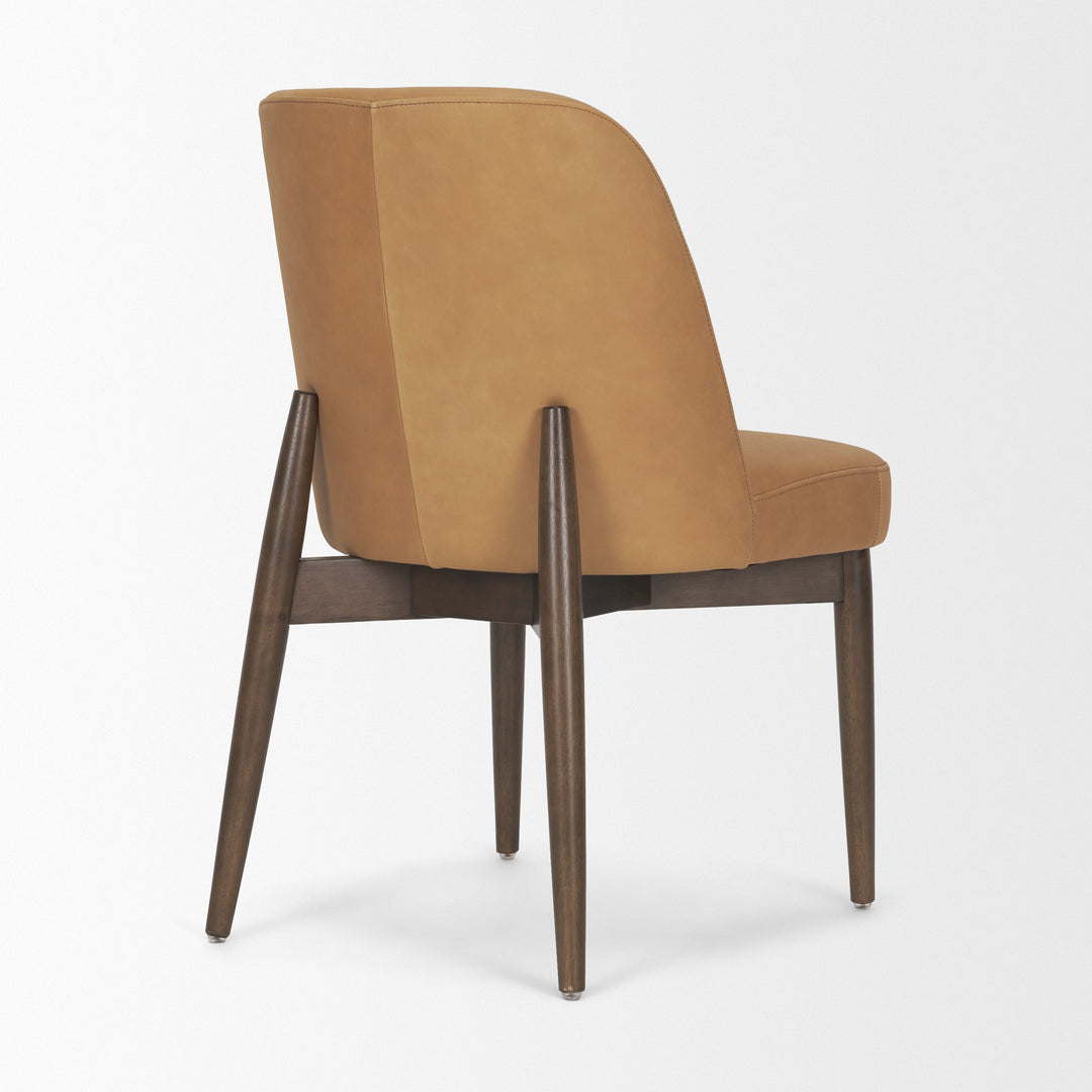 Abbie Slope Curved Back Tan Leather Dining Side Chair