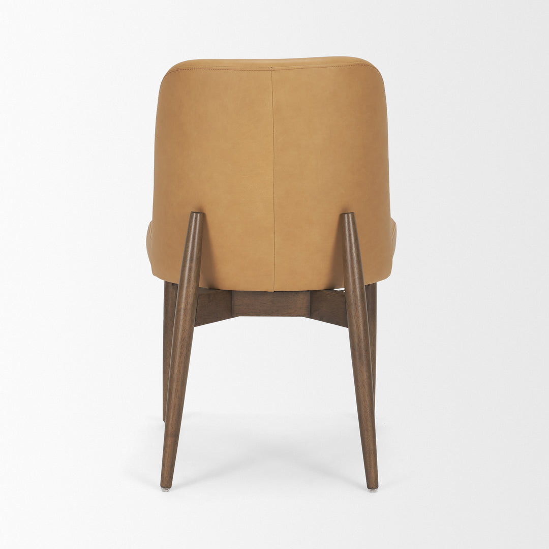 Abbie Slope Curved Back Tan Leather Dining Side Chair