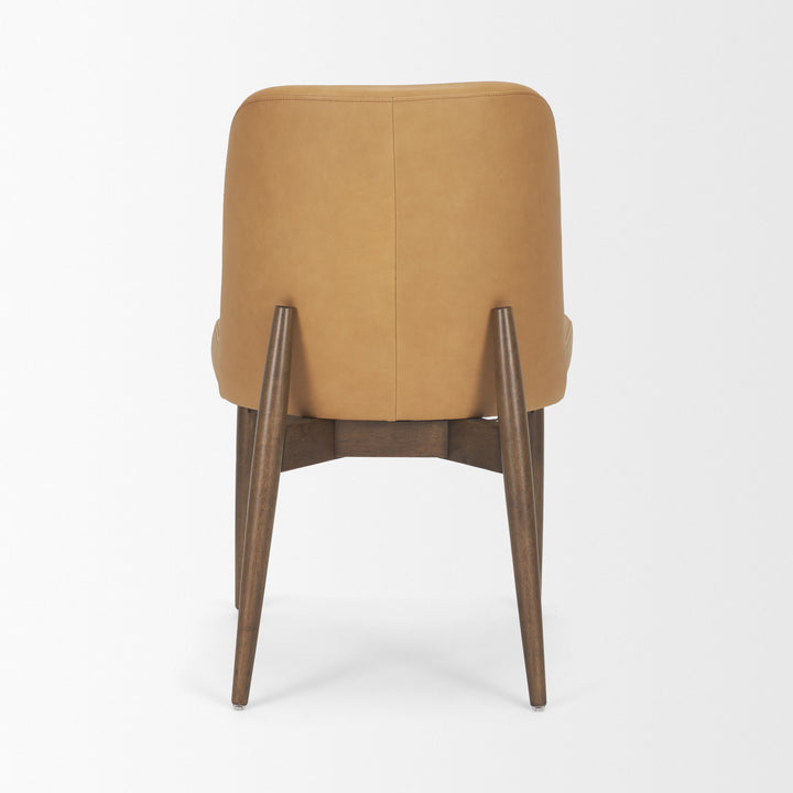 Abbie Slope Curved Back Tan Leather Dining Side Chair