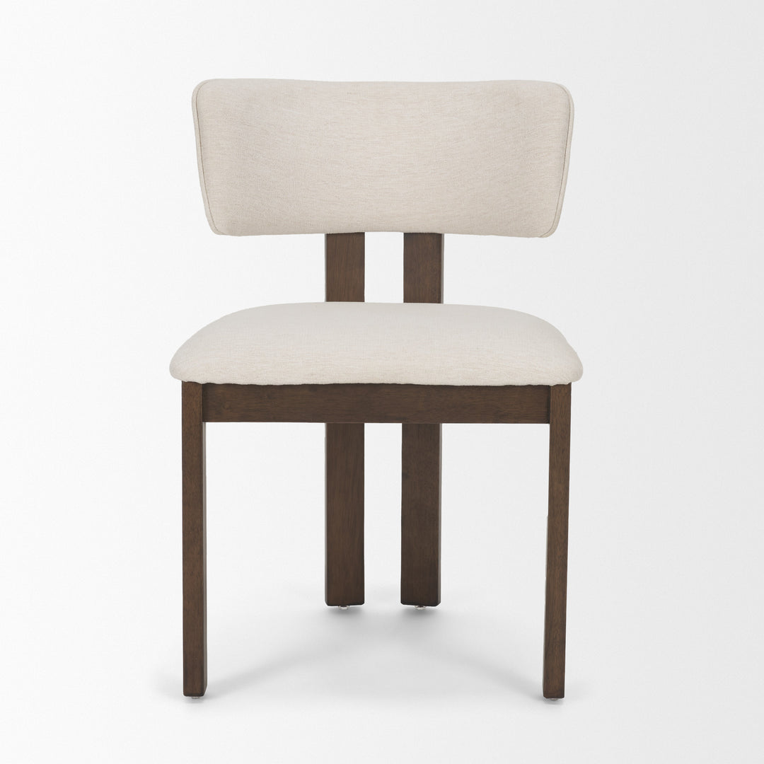 Soho Curved Open Back Cream Chenille Tripod Frame Dining Chair