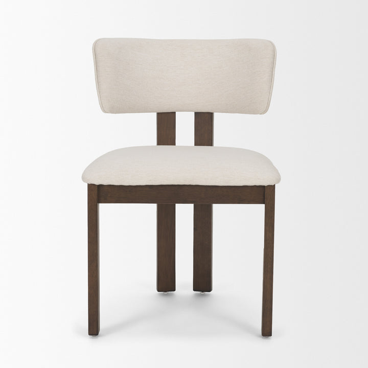 Soho Curved Open Back Cream Chenille Tripod Frame Dining Chair