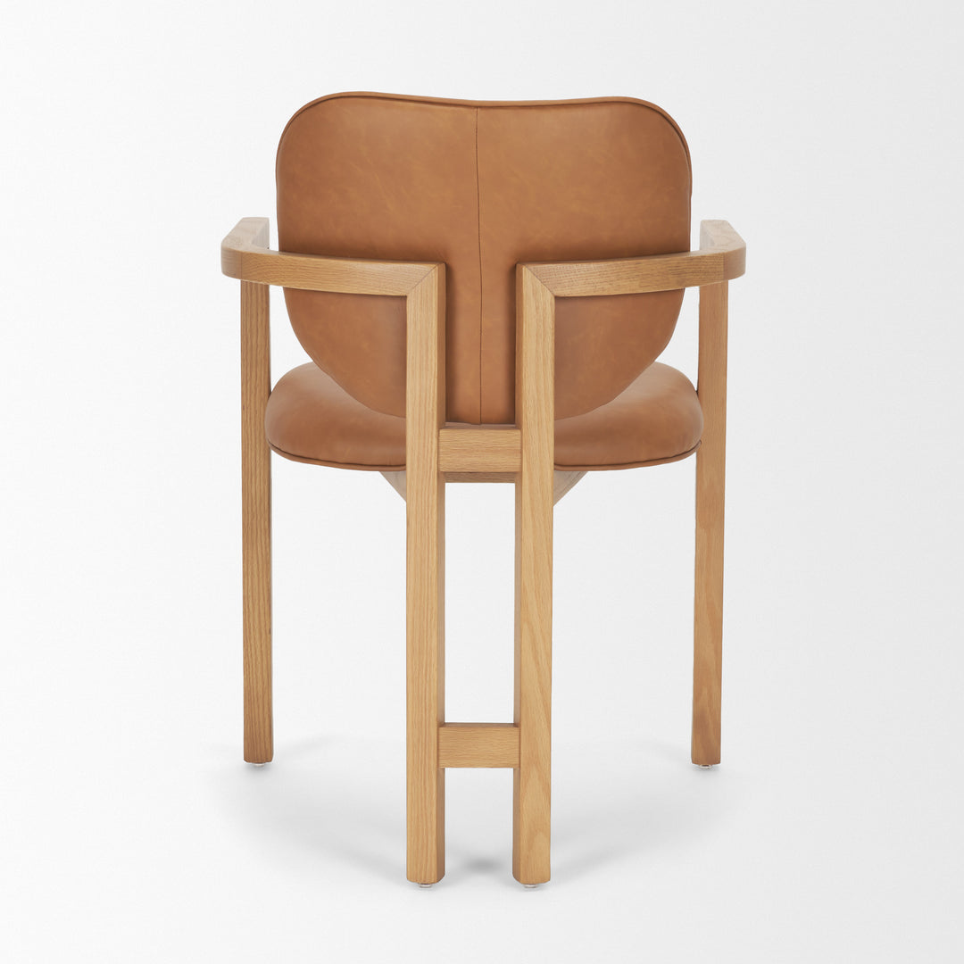 Carlisle Curved Back Tan Leather Tripod Frame Dining Armchair