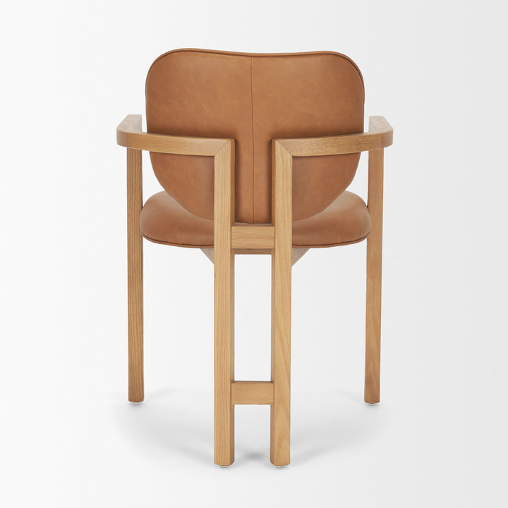 Carlisle Curved Back Tan Leather Tripod Frame Dining Armchair