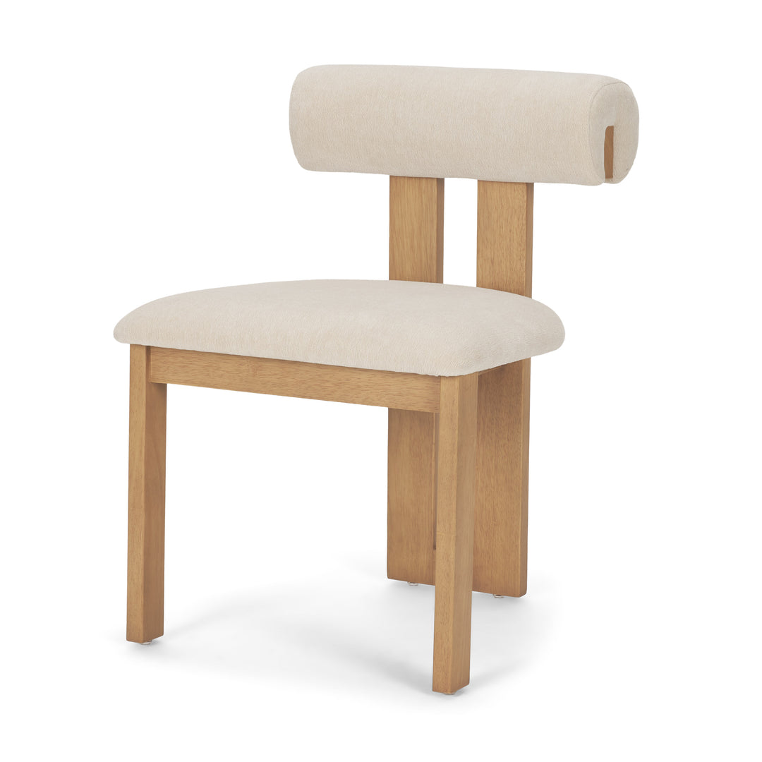 Tribeca Curve Open Back Cream Chenille Tripod Frame Dining Chair