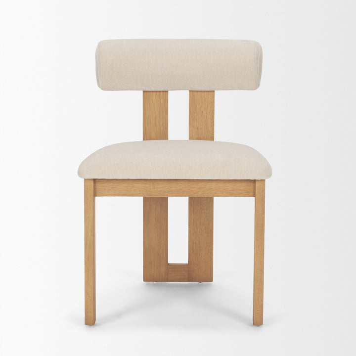 Tribeca Curve Open Back Cream Chenille Tripod Frame Dining Chair