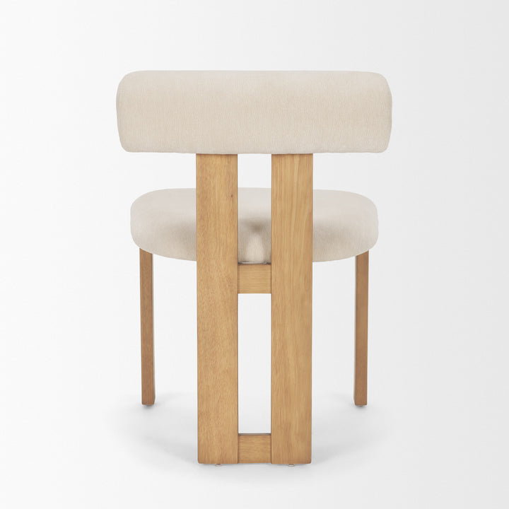 Tribeca Curve Open Back Cream Chenille Tripod Frame Dining Chair