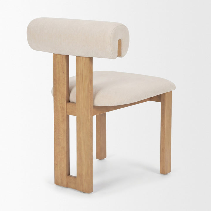 Tribeca Curve Open Back Cream Chenille Tripod Frame Dining Chair