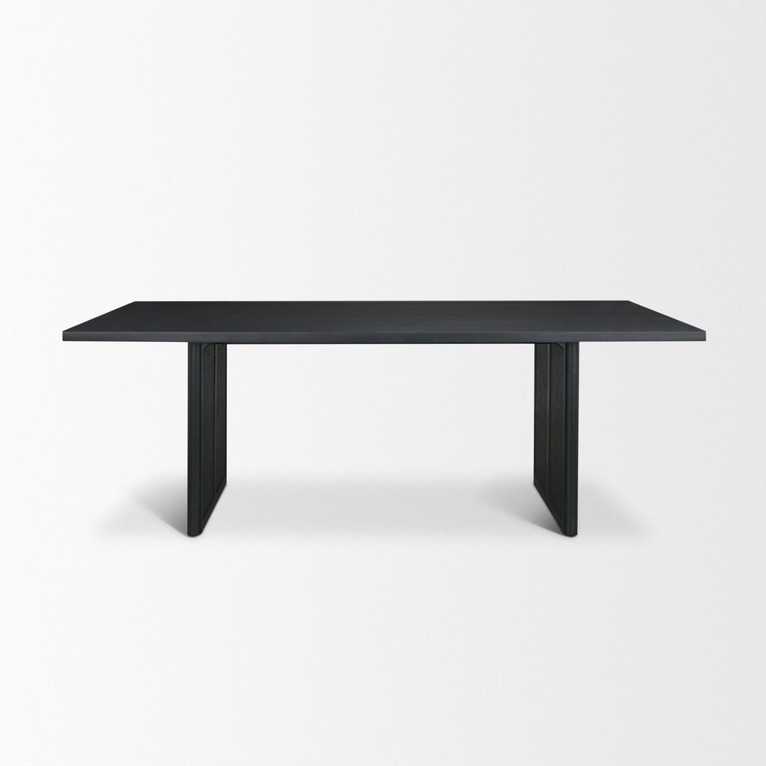 Grier 84" Black Wood w/ Black Cane Dining Table