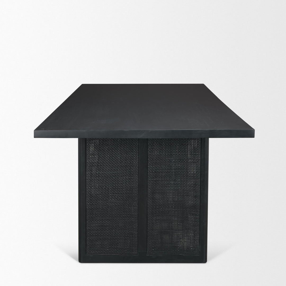 Grier 84" Black Wood w/ Black Cane Dining Table