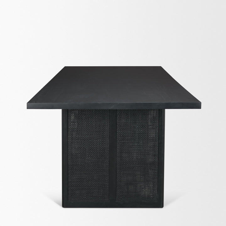 Grier 84" Black Wood w/ Black Cane Dining Table