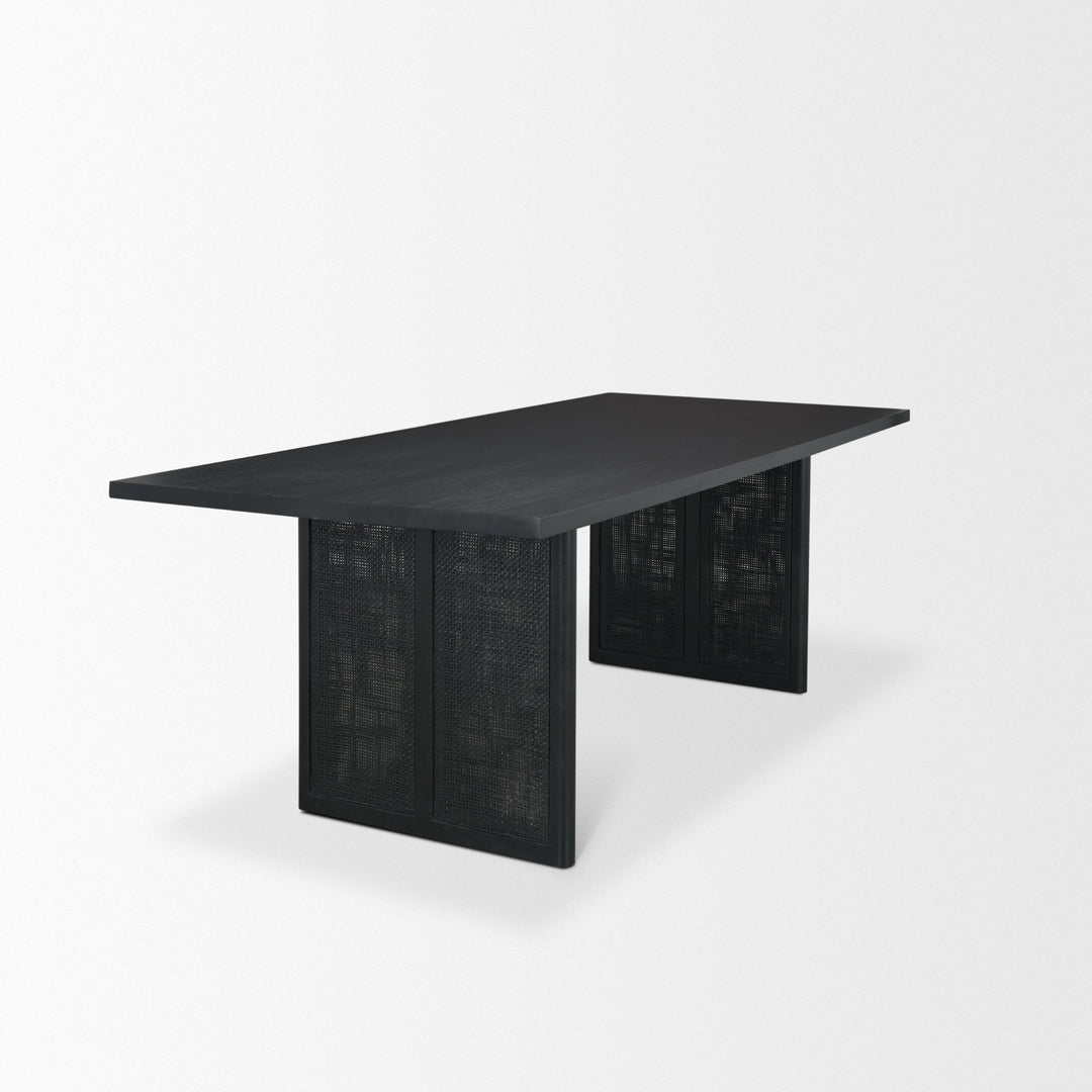 Grier 84" Black Wood w/ Black Cane Dining Table