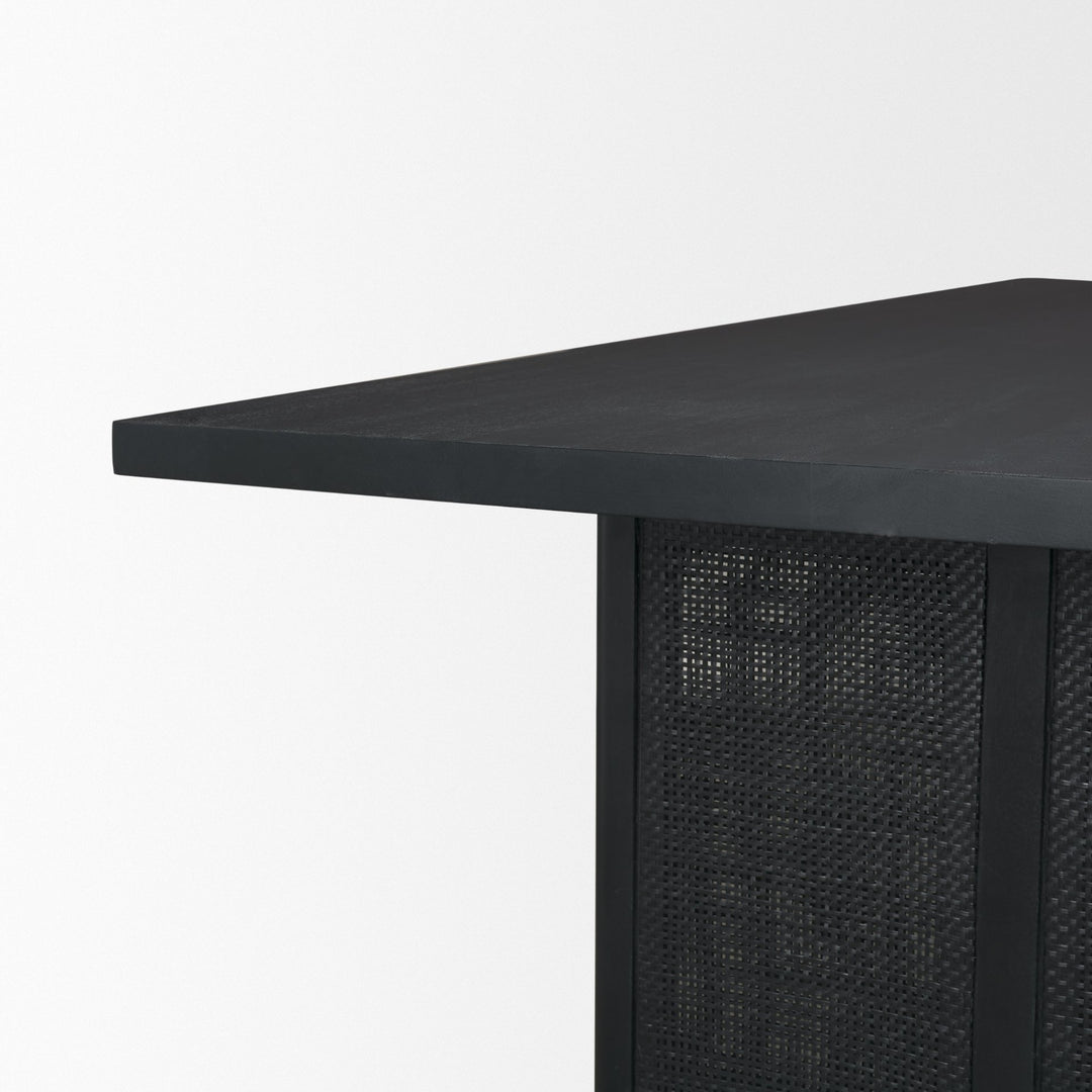 Grier 84" Black Wood w/ Black Cane Dining Table
