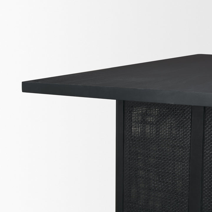 Grier 84" Black Wood w/ Black Cane Dining Table