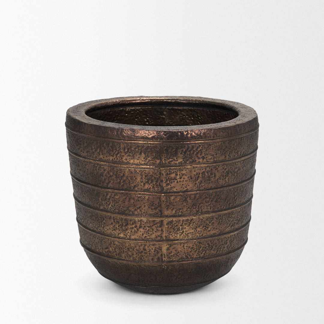 Aivana Large Antiqued Gold Metal Floor Vase