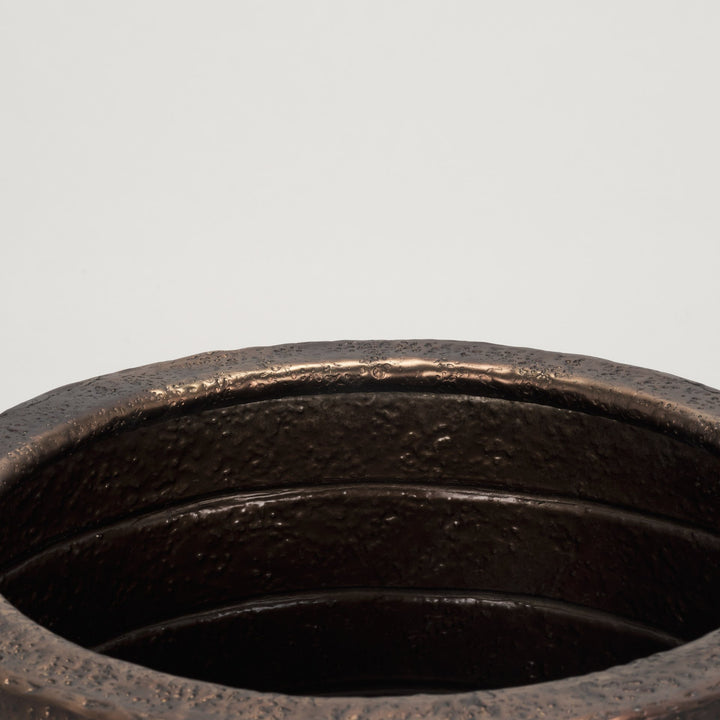 Aivana Large Antiqued Gold Metal Floor Vase