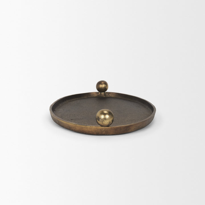 Jianna Large Oval Textured Antiqued Gold Metal Tray with Handles