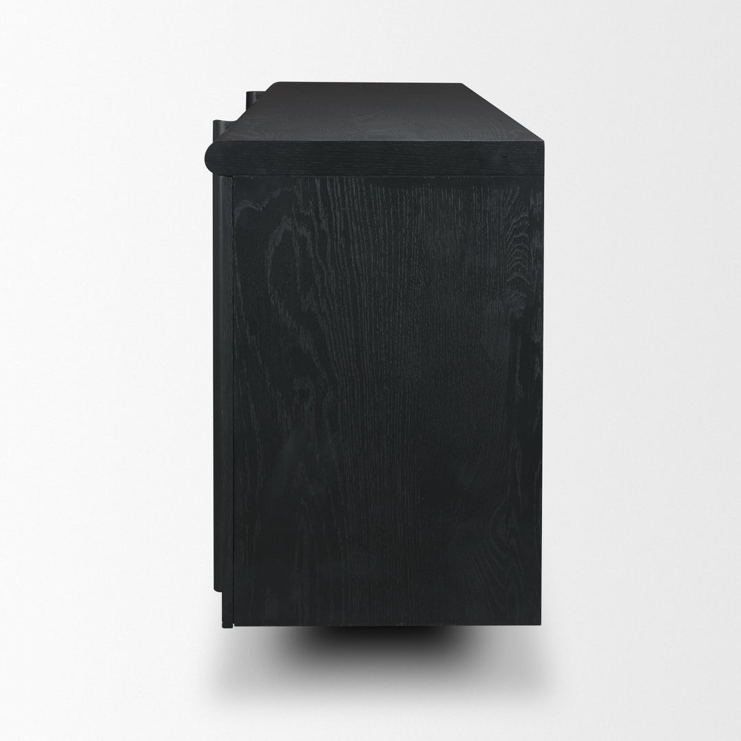 Rowan Black Oak Wood Closed 4 Door Sideboard