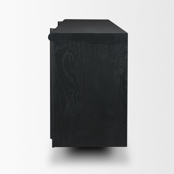 Rowan Black Oak Wood Closed 4 Door Sideboard