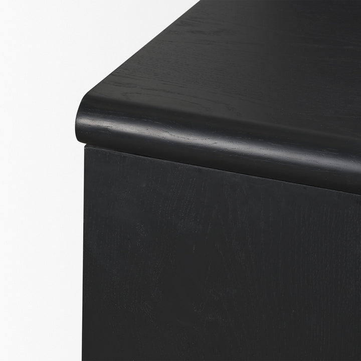 Rowan Black Oak Wood Closed 4 Door Sideboard