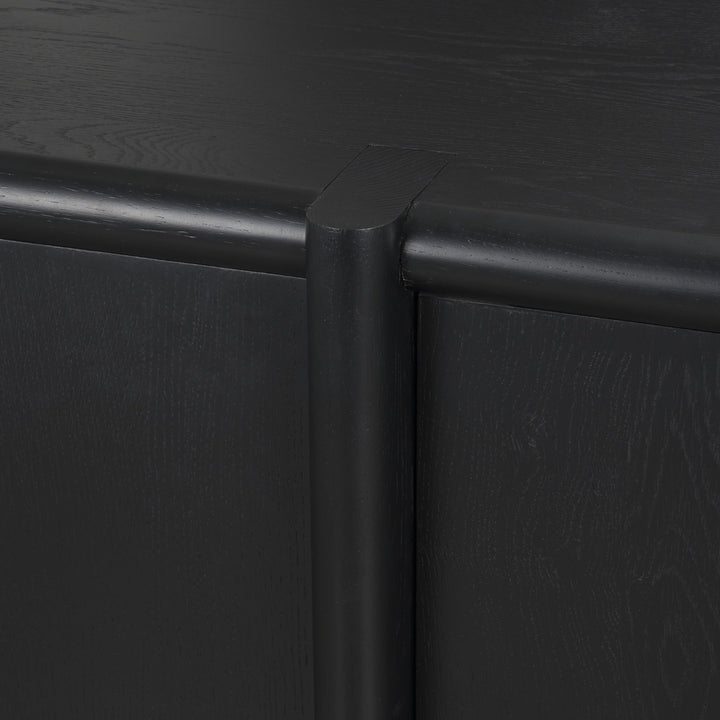 Rowan Black Oak Wood Closed 4 Door Sideboard