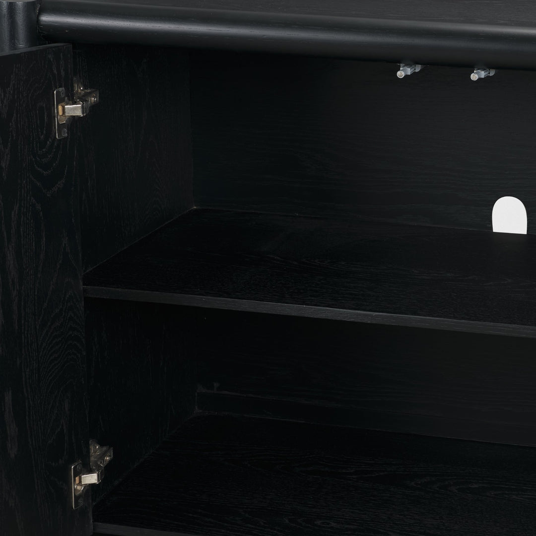 Rowan Black Oak Wood Closed 4 Door Sideboard