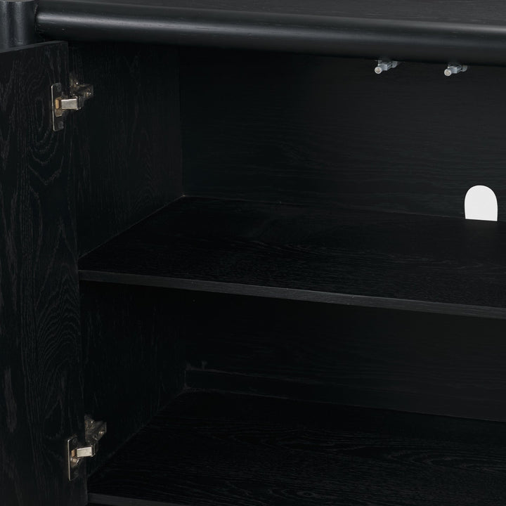 Rowan Black Oak Wood Closed 4 Door Sideboard