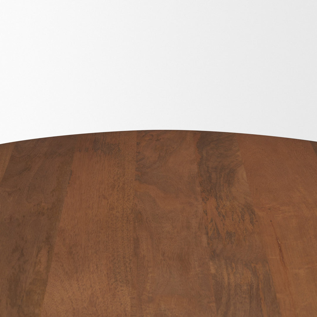 Arno Warm Mid-Brown Wood Sculptural Round Coffee Table