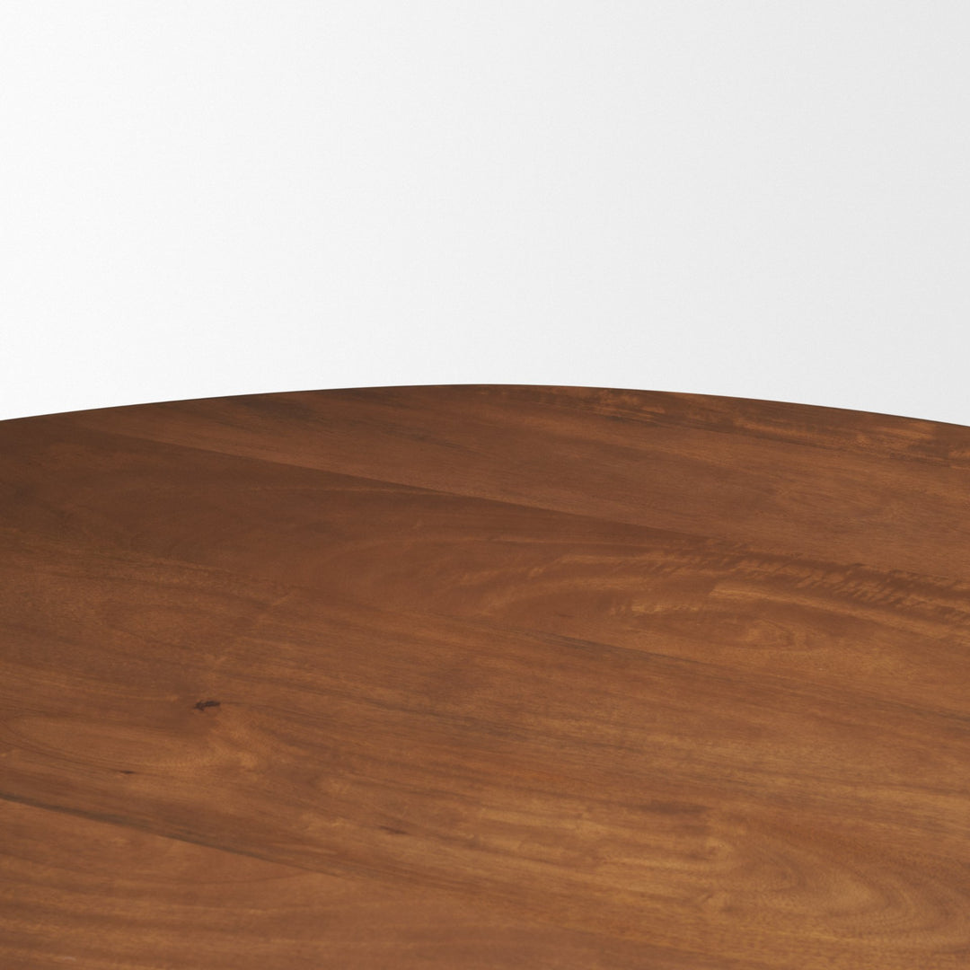 Atlas 60"  Warm Mid-Brown Wood Stacked Pedestal Base Round Dining Table 