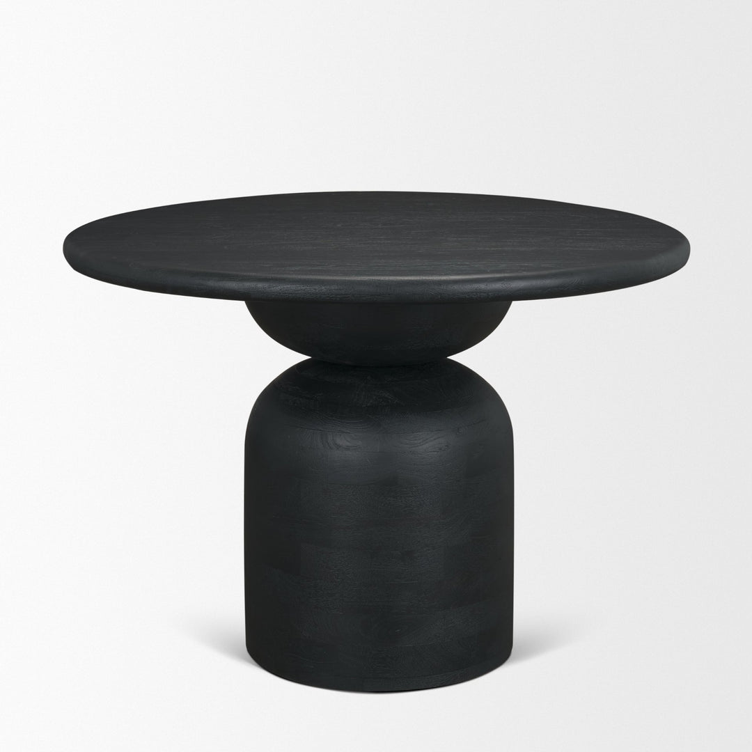 Atlas 42" Black Wood Stacked Pedestal Base Round Dining Table 