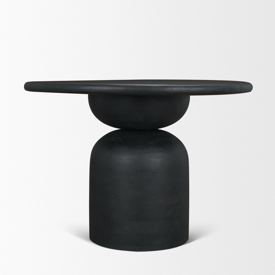 Atlas 42" Black Wood Stacked Pedestal Base Round Dining Table 