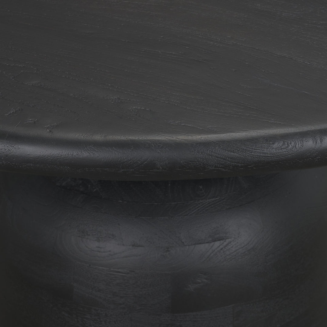 Atlas 42" Black Wood Stacked Pedestal Base Round Dining Table 