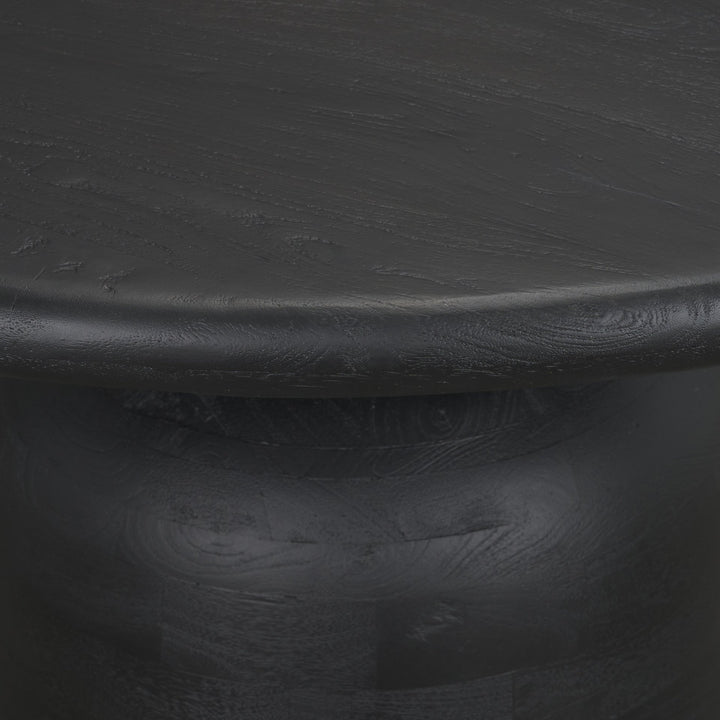 Atlas 42" Black Wood Stacked Pedestal Base Round Dining Table 