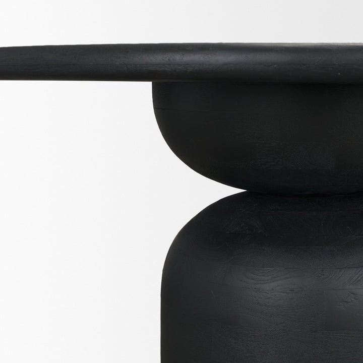 Atlas 42" Black Wood Stacked Pedestal Base Round Dining Table 