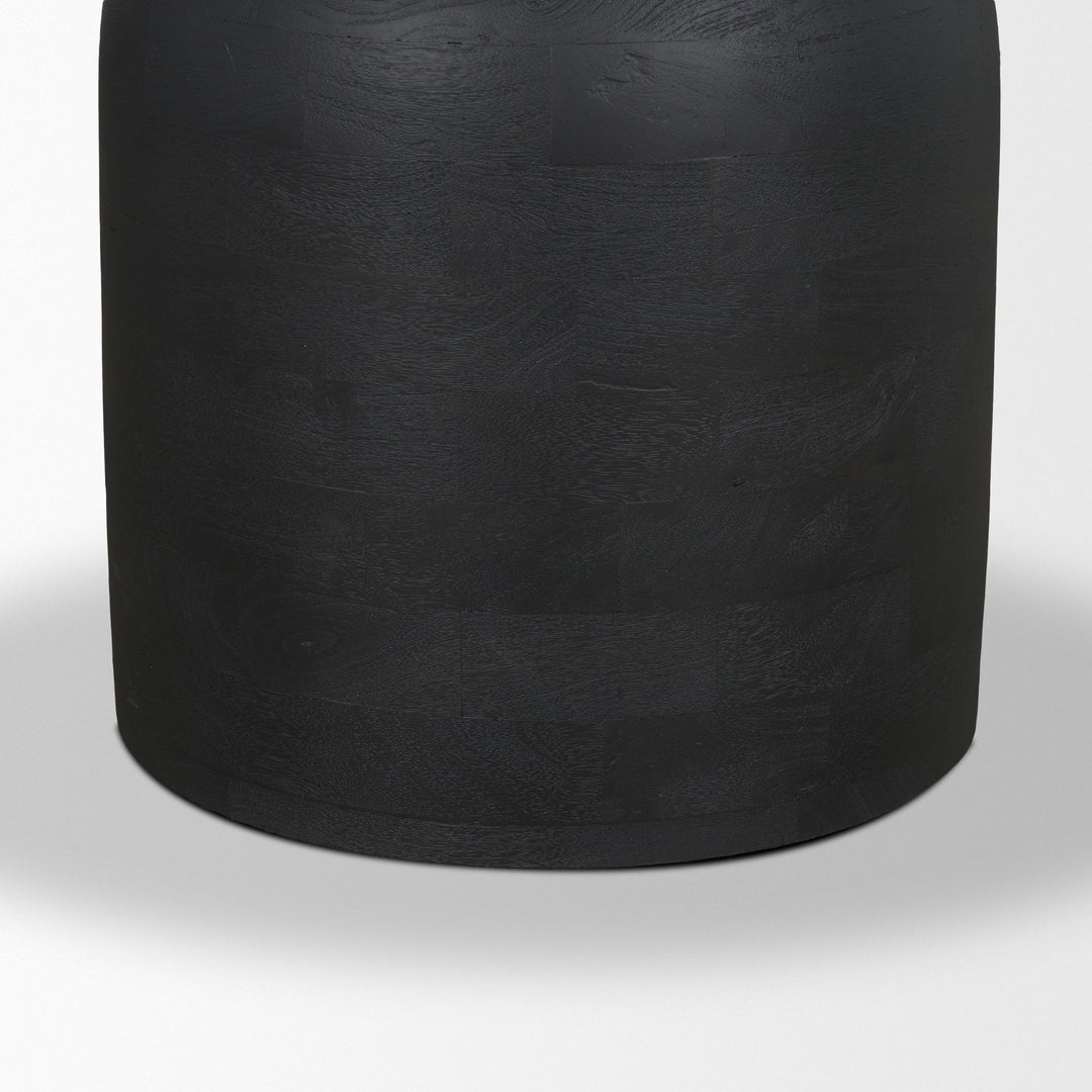 Atlas 42" Black Wood Stacked Pedestal Base Round Dining Table 