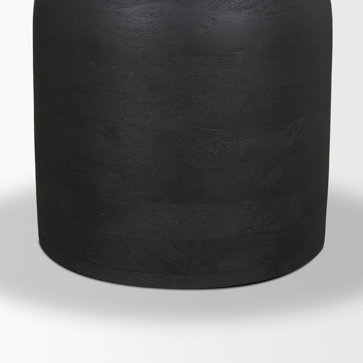 Atlas 42" Black Wood Stacked Pedestal Base Round Dining Table 