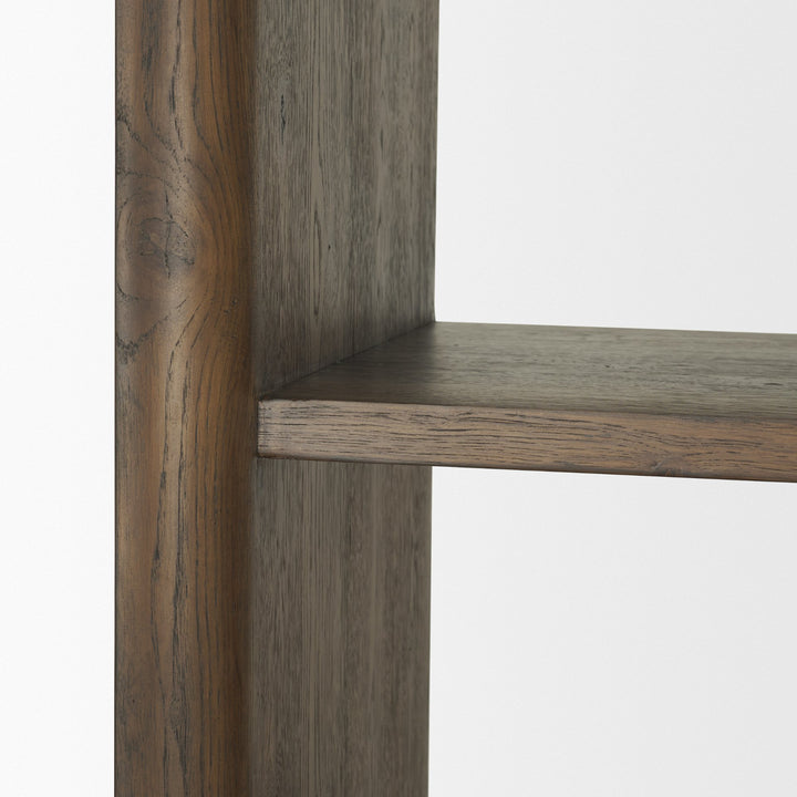 Belford 2-Door Open Dark Brown Oak Wood Shelving Unit
