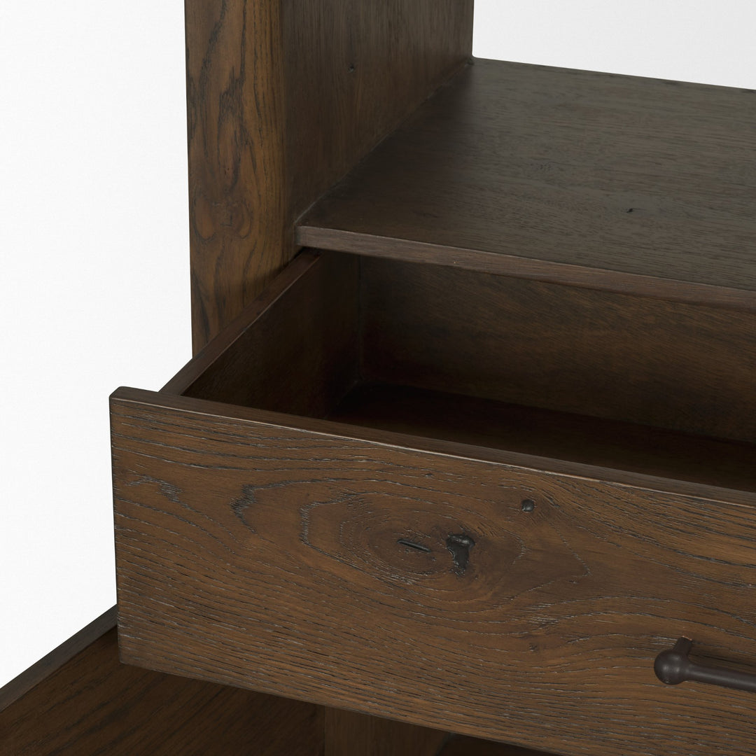 Belford 2-Door Open Dark Brown Oak Wood Shelving Unit