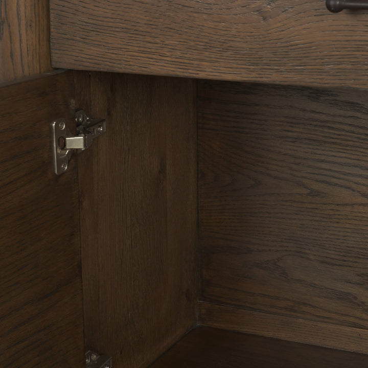 Belford 2-Door Open Dark Brown Oak Wood Shelving Unit