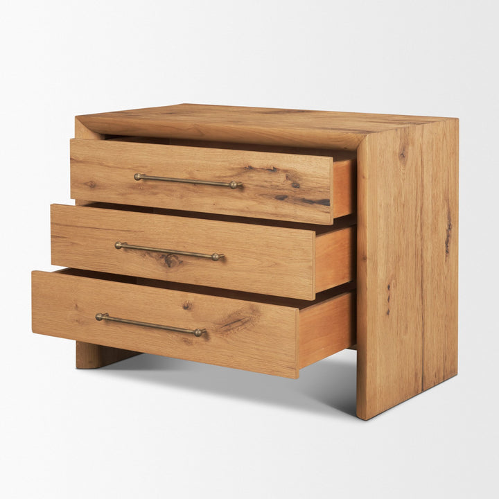 Belford 3-Drawer Light Brown Oak Wood Closed Nightstand