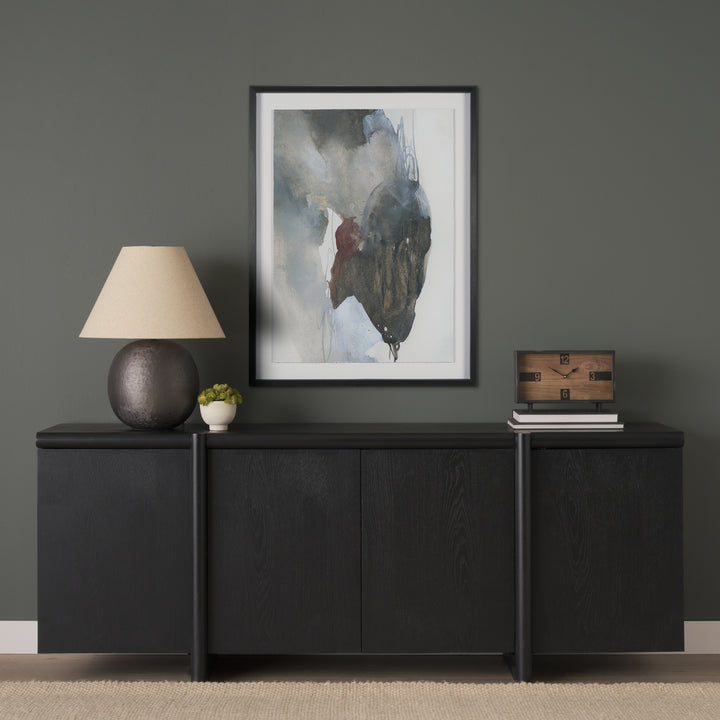 Rowan Black Oak Wood Closed 4 Door Sideboard
