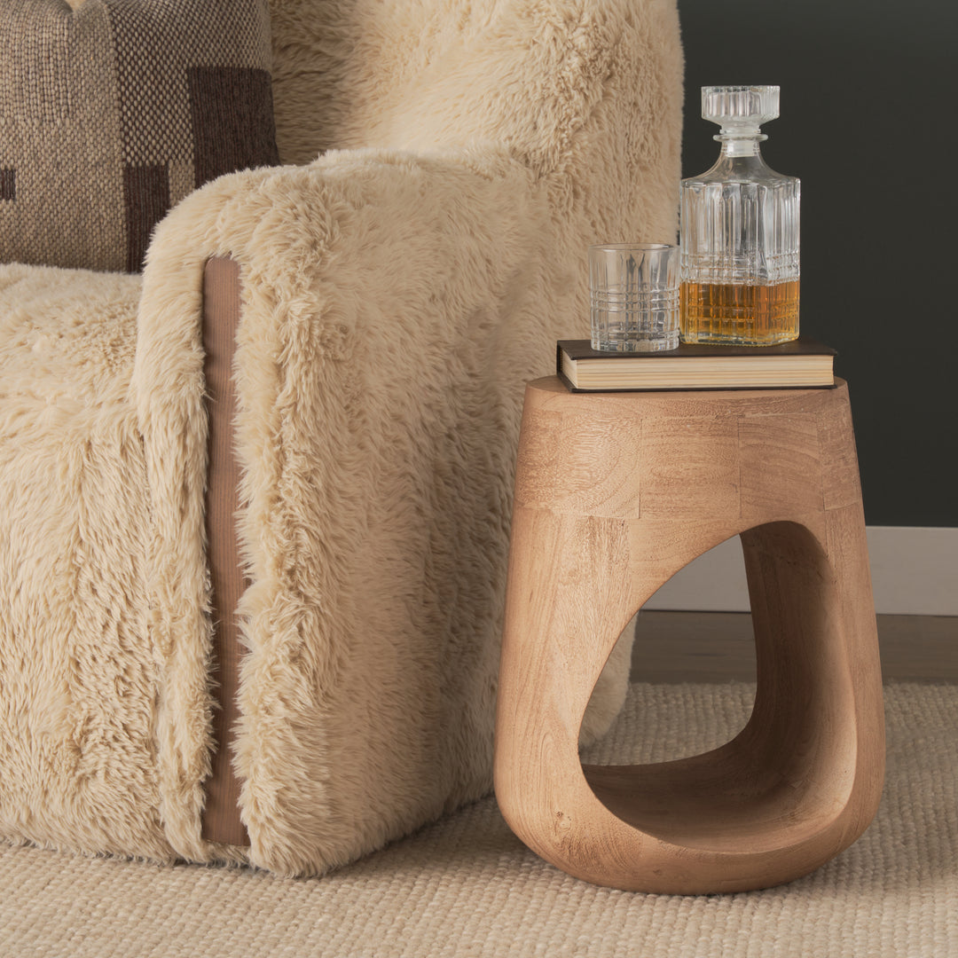 Cove Light Brown Sculptural Open Side Table