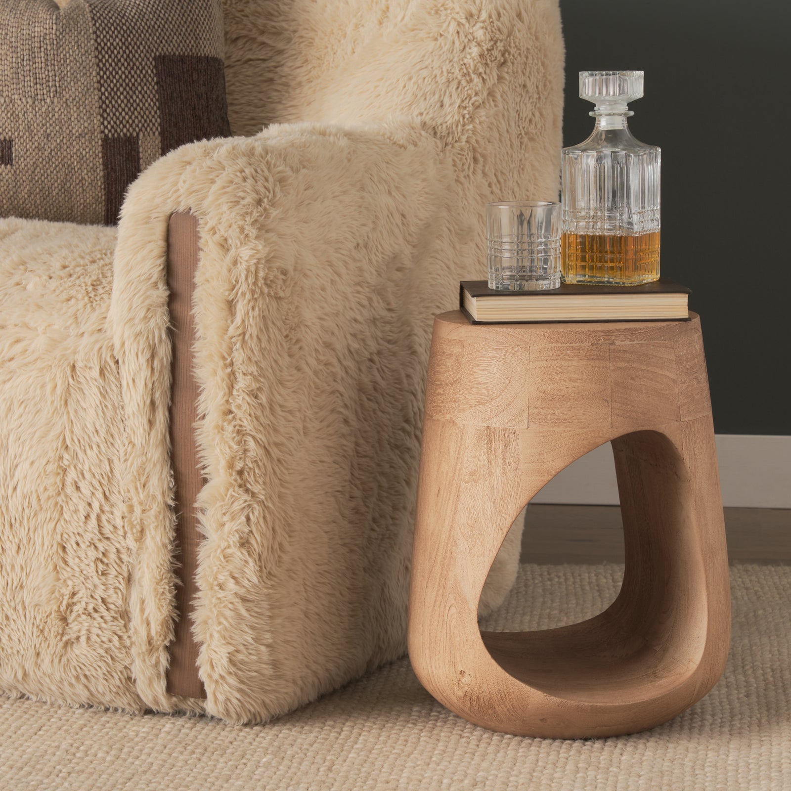 Cove Light Brown Sculptural Open Side Table