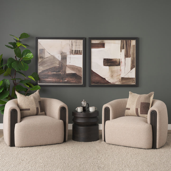 Rashama Dark Brown Wood Stacked Geometric Round Accent Table