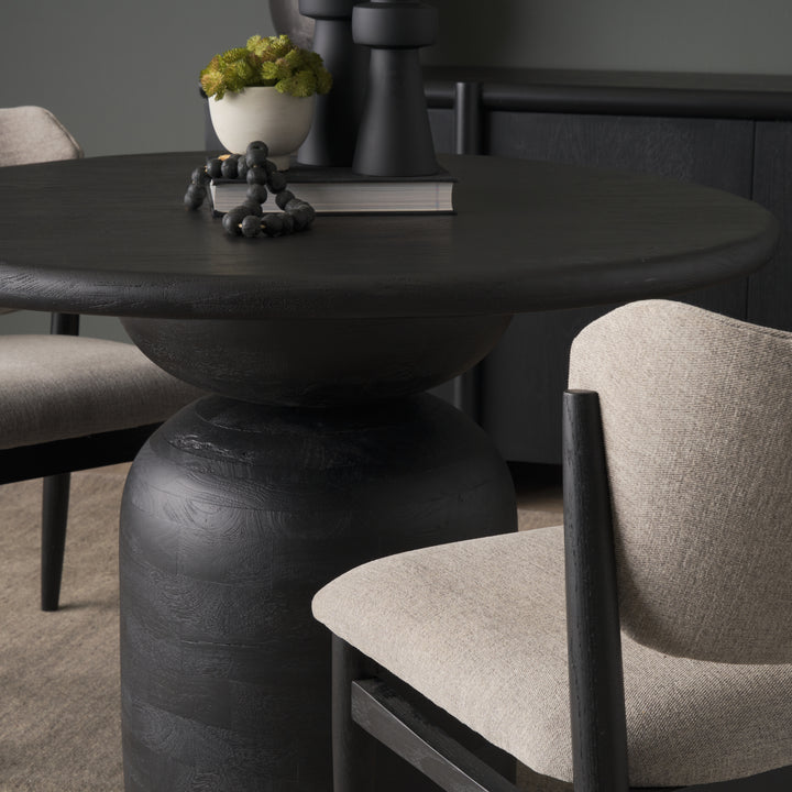 Atlas 42" Black Wood Stacked Pedestal Base Round Dining Table 