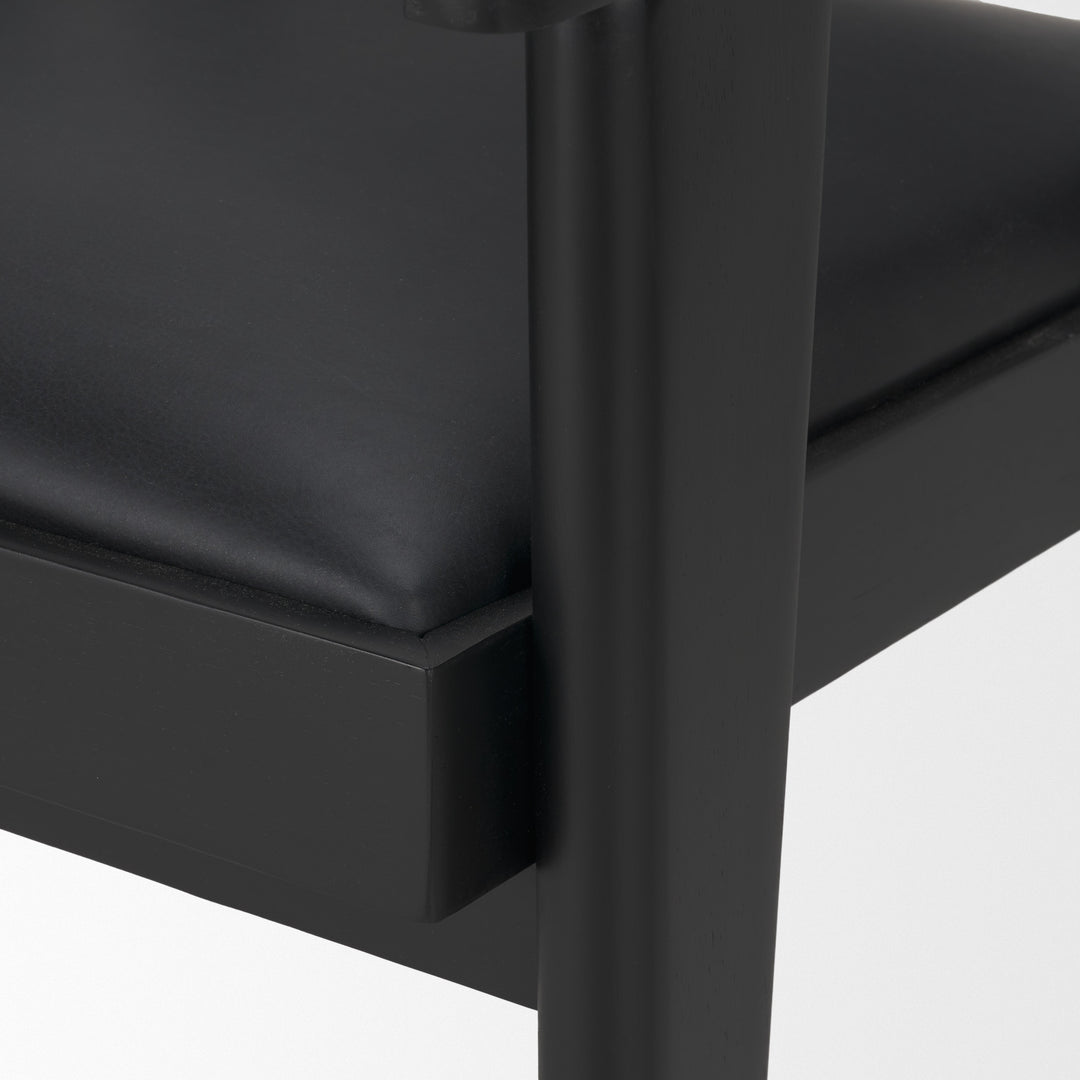 Reid Framed Black Cane Black Fabric Dining Armchair