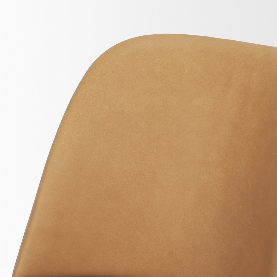 Abbie Slope Curved Back Tan Leather Dining Side Chair
