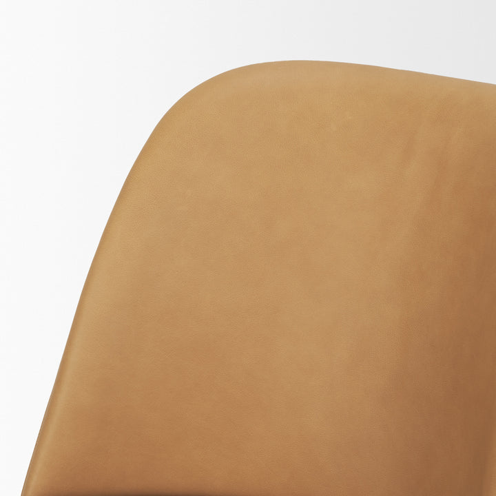 Abbie Slope Curved Back Tan Leather Dining Side Chair