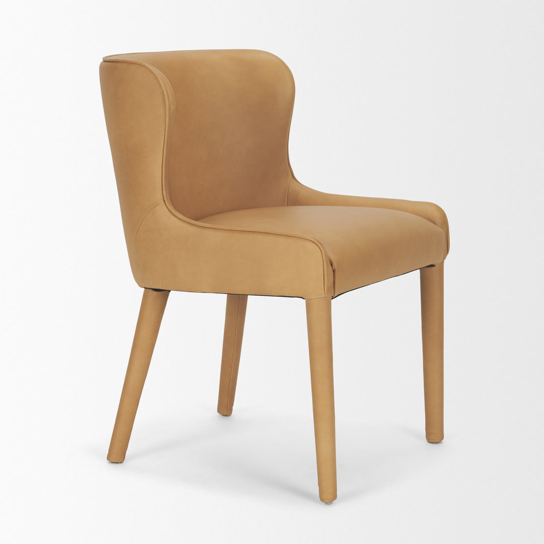 Nolan Slope Tan Leather Dining Chair